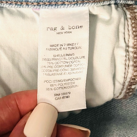 Rag & Bone Serena Wide Leg Crop Raw Hem Jeans Light Blue Wyncote 32 - Picture 7 of 7